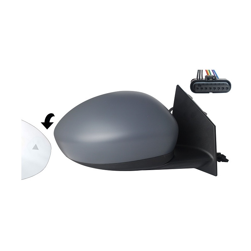 RETROVISORE ELETTRICO DESTRO 8 PIN CON PRIMER TERMICO VETRO CONVESSO CON SONDA CON SISTEMA BLIS FIAT 500e 332 2021