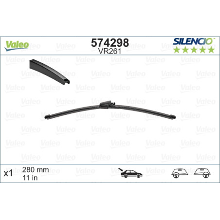 SPAZZOLA TERGI SILENCIO FLAT BLADE POSTERIORE DESTRASINISTRA SINGOLA 280mm CODICE BREVE: VR261
