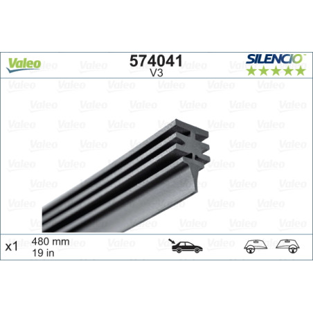 SPAZZOLA TERGI SILENCIO REFILL ANTERIOREPOSTERIORE DESTRASINISTRA SINGOLA 480mm CODICE BREVE: V3