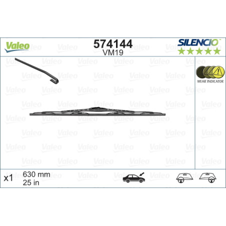 SPAZZOLA TERGI SILENCIO PERFORMANCE ANTERIORE DESTRASINISTRA SINGOLA 630mm CODICE BREVE: VM19