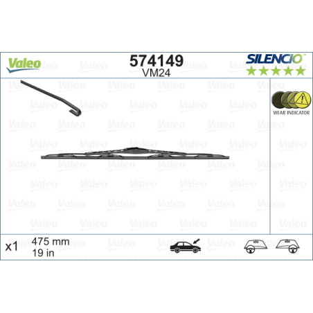SPAZZOLA TERGI SILENCIO PERFORMANCE ANTERIORE DESTRASINISTRA SINGOLA 475mm CODICE BREVE: VM24