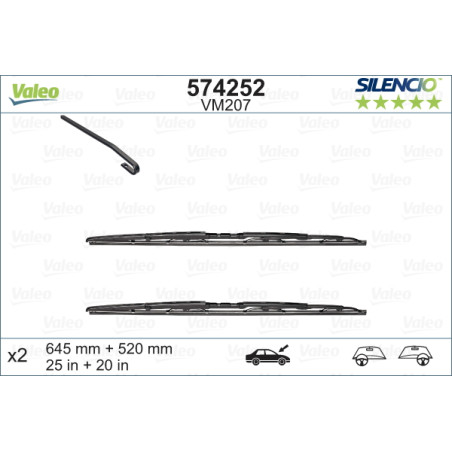 SPAZZOLA TERGI SILENCIO PERFORMANCE ANTERIORE DESTRASINISTRA COPPIA 645mm + 520mm CODICE BREVE: VM207
