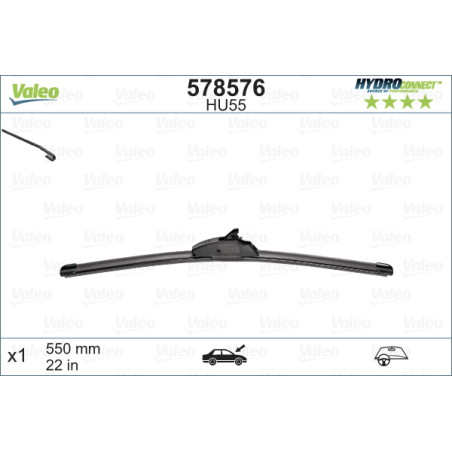 SPAZZOLA TERGI HYDROCONNECT FLAT BLADE ANTERIORE SINGOLA 550mm CODICE BREVE: HU55