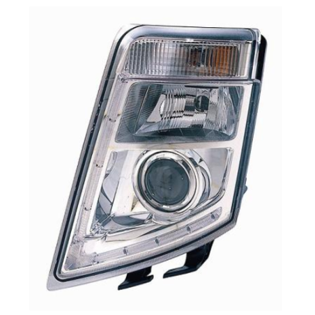 PROIETTORE DESTRO LED XENON REGOLAZIONE MANUALE CON LED CON PARABOLA CROMATA VOLVO TRUCK FH16 20082013