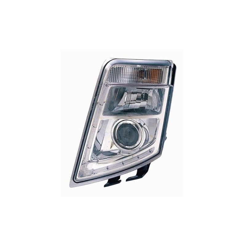 PROIETTORE SINISTRO LED XENON REGOLAZIONE MANUALE CON LED CON PARABOLA CROMATA VOLVO TRUCK FH16 20082013
