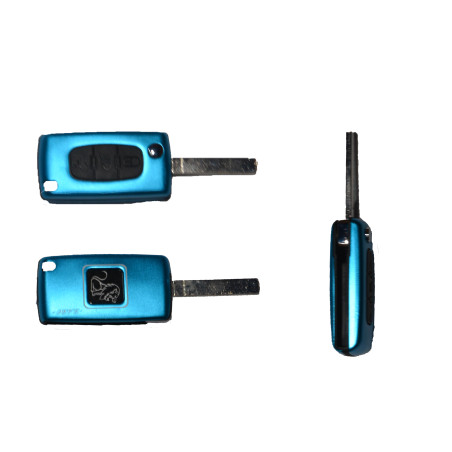 GUSCIO CHIAVE BLU 3 TASTI: CON ALLOGGIO BATTERIA ROTONDO TASTO APERTURA TASTO CHIUSURA TASTO PORTELLONE LAMA HU83 CITROEN C3 SC