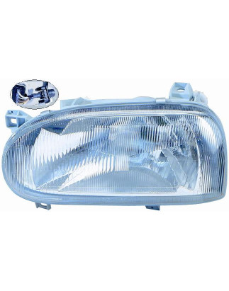 PROIETTORE DESTRO 1 PORTE H4 CON PARABOLA CON CONNETTORE RETTANGOLARE + ADATTATORE TONDO VOLKSWAGEN GOLF III 1H11H5 19921998