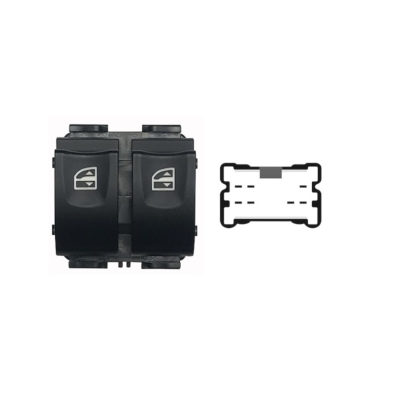 BLOCCO COMANDI ALZACRISTALLI POSTERIORE PORTA ANTERIORE SINISTRA 7 PIN 2 INTERRUTTORI CON CONNETTORE MARRONE DACIA DUSTER I HS 