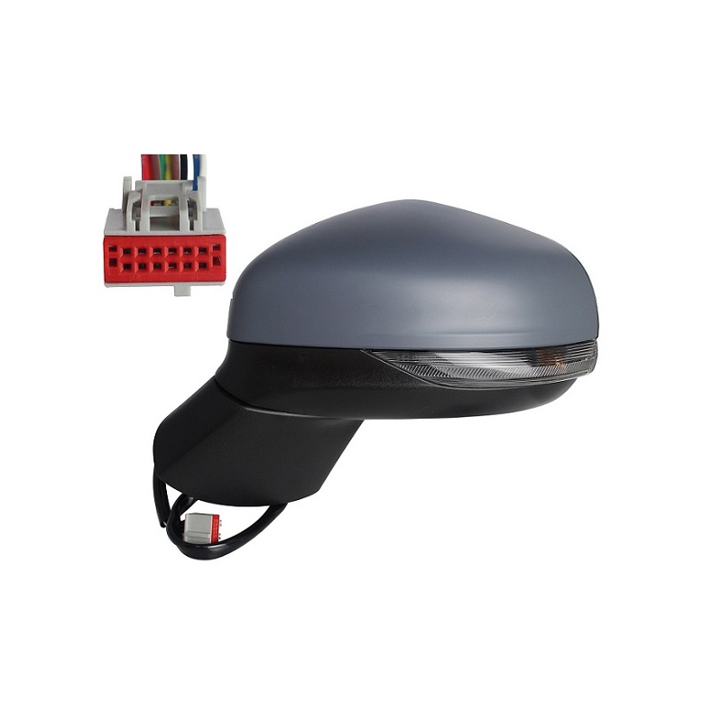 RETROVISORE ELETTRICO DESTRO 10 PIN CON PRIMER TERMICO VETRO CONVESSO RICHIUDIBILE ELETTRICAMENTE CON FANALINO INTEGRATO CON LU