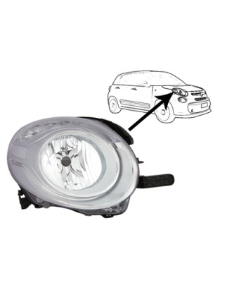 PROIETTORE SUPERIORE DESTRO H7 H7 CON MOTORE FIAT 500 L 351352 20122017, FIAT 500 L 351352 2017