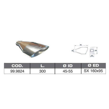 TERMINALE IN ACCIAO INOX ID 4055 300 SX 160X95