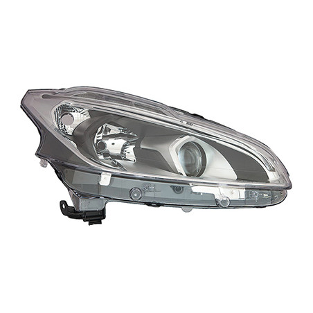 PROIETTORE DESTRO LED H7,H7,PY21WSV CON PARABOLA NERA CON LUCE DIURNA LED CON PREDISPOSIZIONE REGOLAZIONE ELETTRICA PEUGEOT 208
