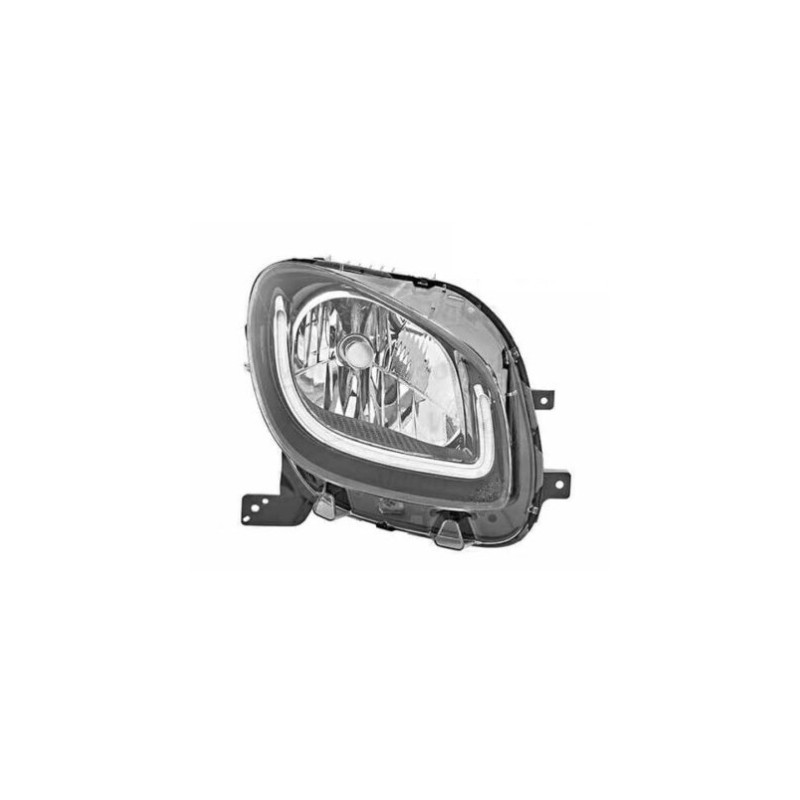 PROIETTORE SINISTRO LED 6 PIN MODELLO HIGH LINE CON PARABOLA NERA CON LUCE DIURNA A LED CON CENTRALINA SMART FORTWO 453 2014