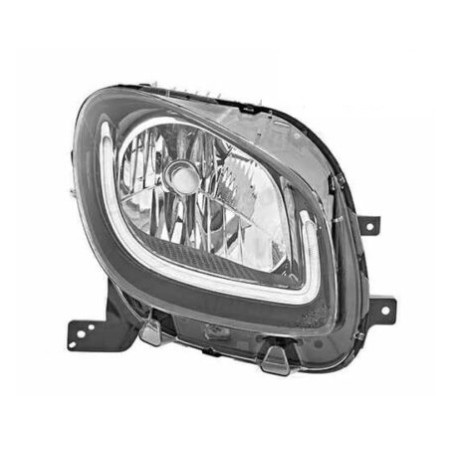 PROIETTORE SINISTRO LED 6 PIN MODELLO HIGH LINE CON PARABOLA NERA CON LUCE DIURNA A LED CON CENTRALINA SMART FORTWO 453 2014