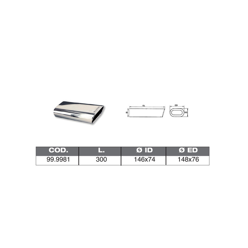 TERMINALE IN ACCIAO INOX ID 146X74 300X148X76 C/TF