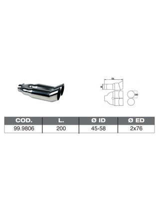TERMINALE IN ACCIAO INOX ID 45 58 200X2X76