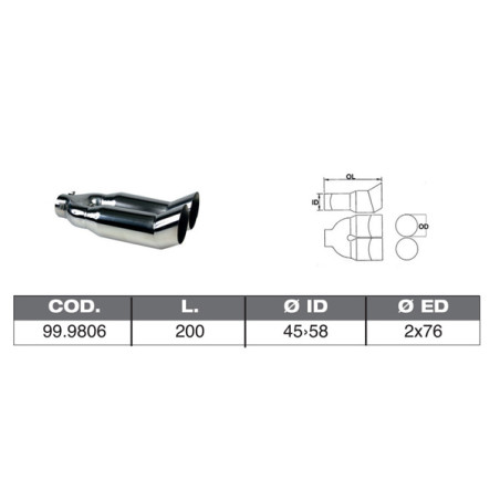 TERMINALE IN ACCIAO INOX ID 45 58 200X2X76