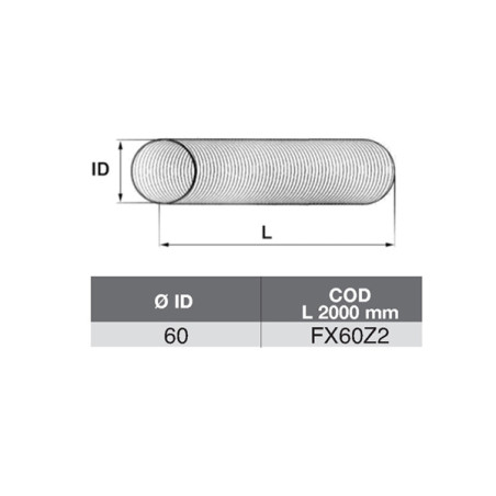 TUBO FLEX ZINCATO A METRAGGIO MM2000 DI 60