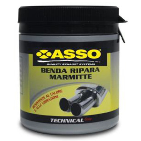 BENDA MARMITTE - KIT IN BARATTOLO COMPOSTO DA BENDA, FILO METALLICO E LIQUIDO CEMENTANTE