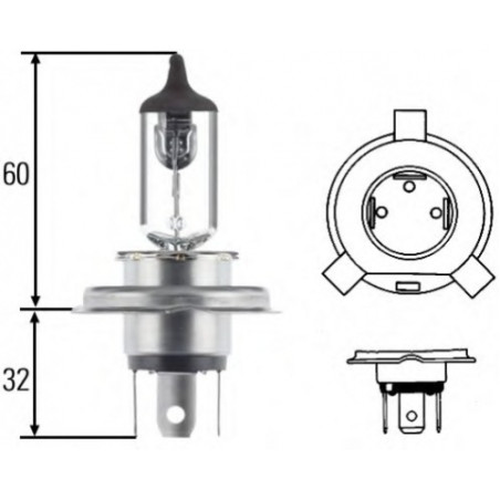 LAMPADA H4 6055W 12V ATTACCO P43T-38