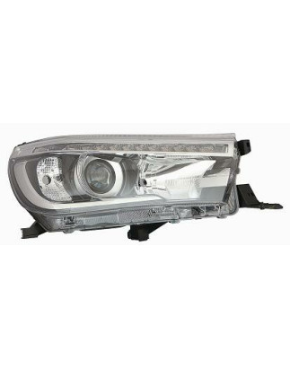 PROIETTORE SINISTRO LED CON PARABOLA NERA CON LUCE DIURNA LED CON PREDISPOSIZIONE REGOLAZIONE ELETTRICA TOYOTA HI-LUX 2WD4WD N1