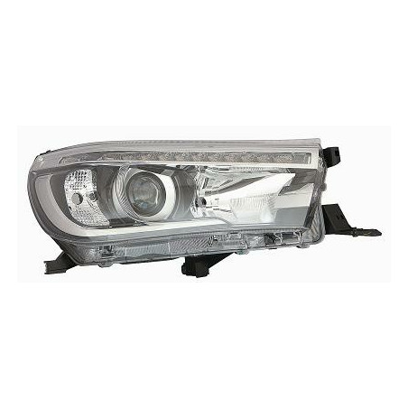 PROIETTORE SINISTRO LED CON PARABOLA NERA CON LUCE DIURNA LED CON PREDISPOSIZIONE REGOLAZIONE ELETTRICA TOYOTA HI-LUX 2WD4WD N1