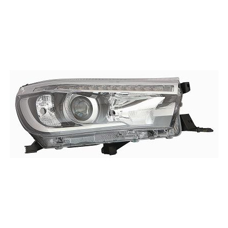 PROIETTORE DESTRO LED CON PARABOLA NERA CON LUCE DIURNA LED CON PREDISPOSIZIONE REGOLAZIONE ELETTRICA TOYOTA HI-LUX 2WD4WD N1 2
