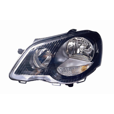 PROIETTORE SINISTRO H7,H1 CON PARABOLA NERA VOLKSWAGEN POLO 9N3 20052009
