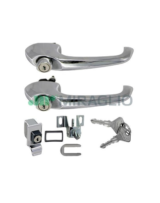 IMPARIGLIO 3 PEZZI ANTERIOREPOSTERIORE DESTROSINISTRO 2 MANIGLIE PORTA + 1 CHIUSURA POSTERIORE FIAT 500 F  L  R 19651975