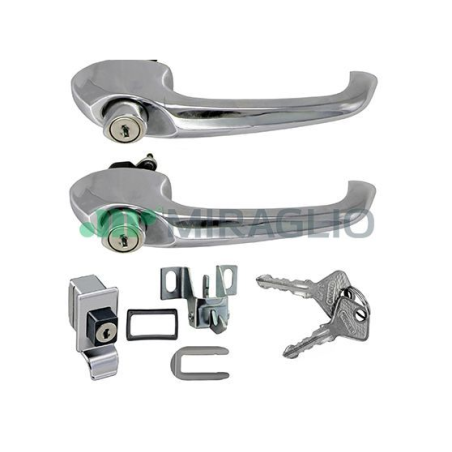 IMPARIGLIO 3 PEZZI ANTERIOREPOSTERIORE DESTROSINISTRO 2 MANIGLIE PORTA + 1 CHIUSURA POSTERIORE FIAT 500 F  L  R 19651975