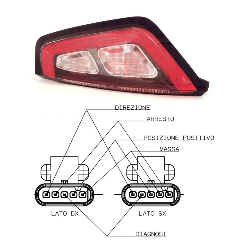 FANALE POSTERIORE DESTRO SENZA PORTALAMPADA LED BORDO NERO ATTACCO PORTALAMPADA A VITI FIAT PUNTO 199 201  FIAT PUNTO EVO 199 2
