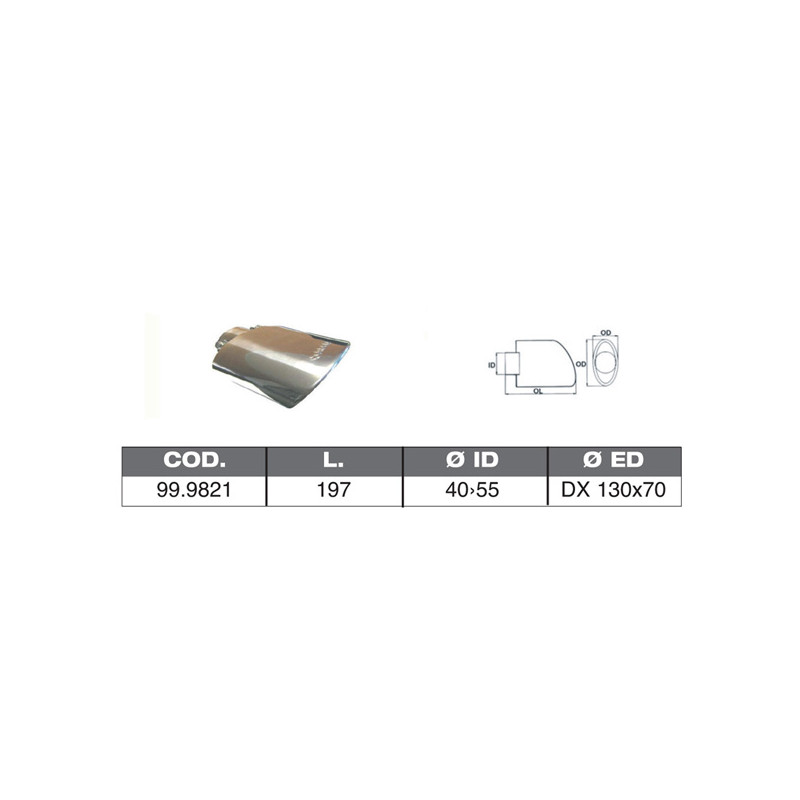 TERMINALE IN ACCIAO INOX ID 40 55 197 DX130X70