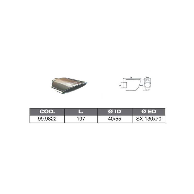 TERMINALE IN ACCIAO INOX ID 40 55 197 SX130X70