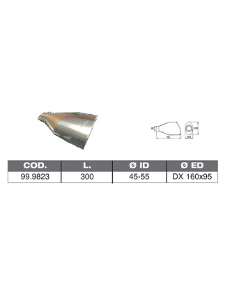 TERMINALE IN ACCIAO INOX ID 40 55 300 DX 160X95