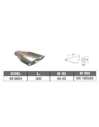TERMINALE IN ACCIAO INOX ID 40 55 300 SX 160X95