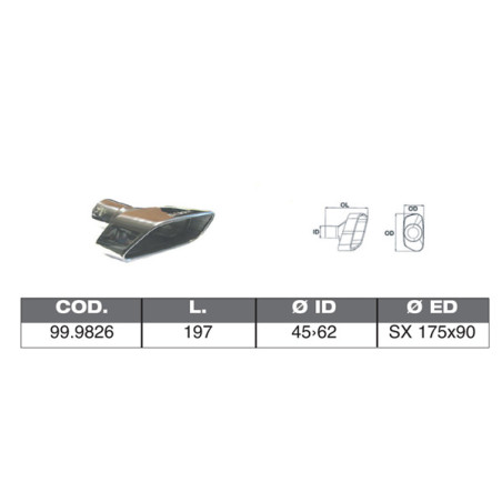 TERMINALE IN ACCIAO INOX ID 40 62 197 SX 175X90