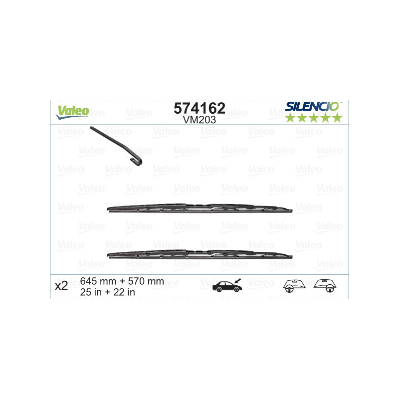 SPAZZOLA TERGI SILENCIO PERFORMANCE ANTERIORE DESTRASINISTRA COPPIA 645mm + 570mm CODICE BREVE: VM203