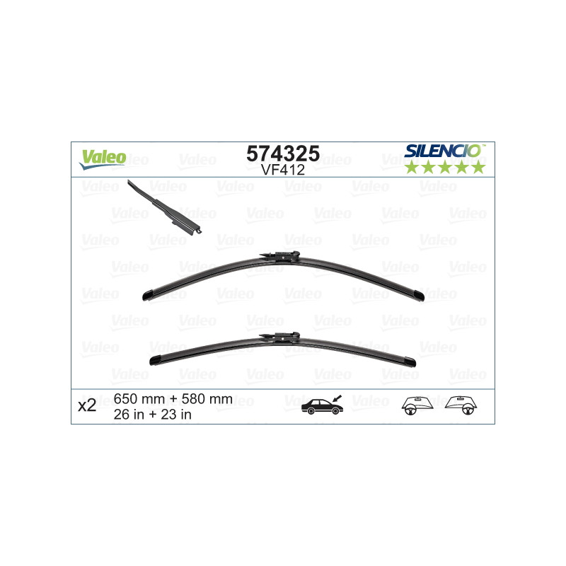 SPAZZOLA TERGI SILENCIO FLAT BLADE ANT DX/SX COPPIA 650mm + 580mm CODICE BREVE: VF412
