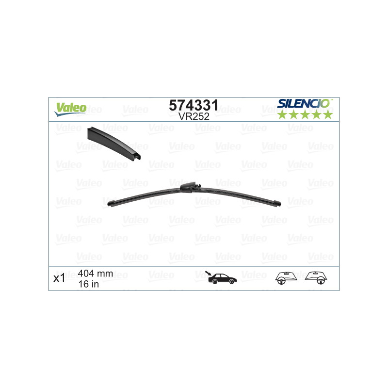 SPAZZOLA TERGI SILENCIO FLAT BLADE POSTERIORE DESTRASINISTRA SINGOLA 404mm CODICE BREVE: VR252