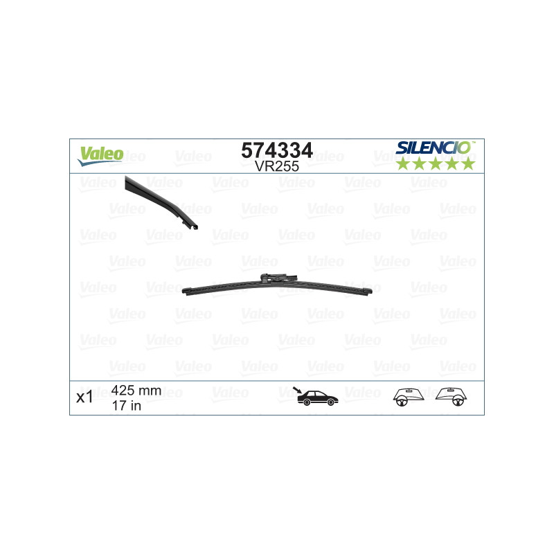 SPAZZOLA TERGI SILENCIO FLAT BLADE POSTERIORE DESTRASINISTRA SINGOLA 425mm CODICE BREVE: VR255