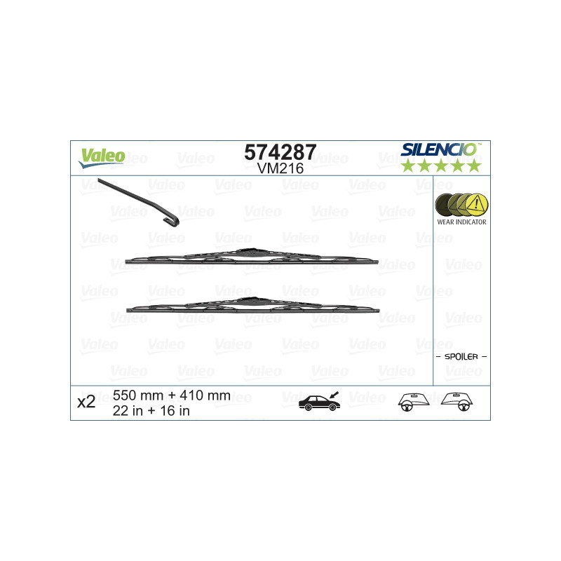 SPAZZOLA TERGI SILENCIO PERFORMANCE ANT DX/SX COPPIA 550mm + 410mm CODICE BREVE: VM216