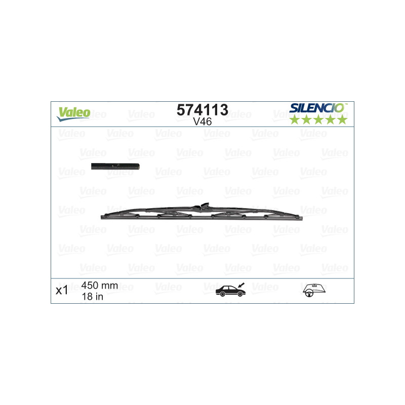 SPAZZOLA TERGI SILENCIO STANDARD ANT SX SINGOLA 450mm CODICE BREVE: V46