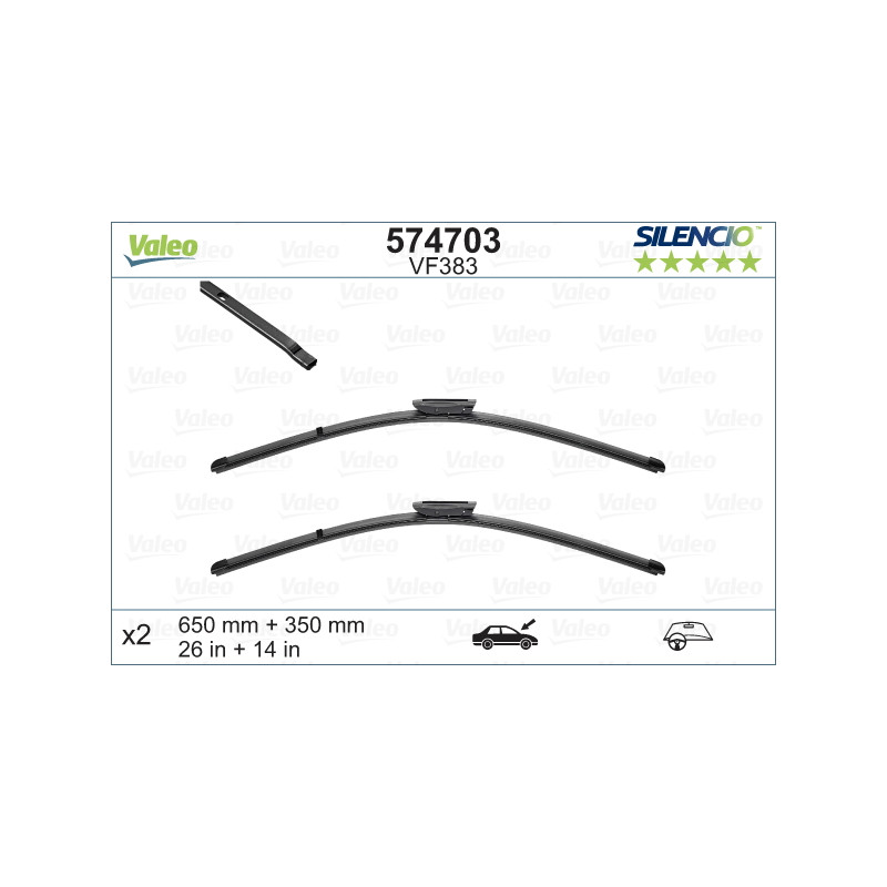 SPAZZOLA TERGI SILENCIO FLAT BLADE ANT SX COPPIA 650mm + 350mm CODICE BREVE: VF383