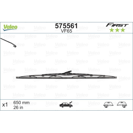 SPAZZOLA TERGI FIRST STANDARD ANT DX/SX SINGOLA 650mm CODICE BREVE: VF65