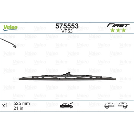 SPAZZOLA TERGI FIRST STANDARD ANTERIORE DESTRASINISTRA SINGOLA 525mm CODICE BREVE: VF53