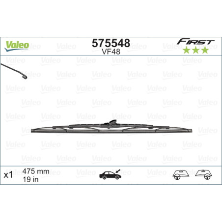 SPAZZOLA TERGI FIRST STANDARD ANT DX/SX SINGOLA 475mm CODICE BREVE: VF48