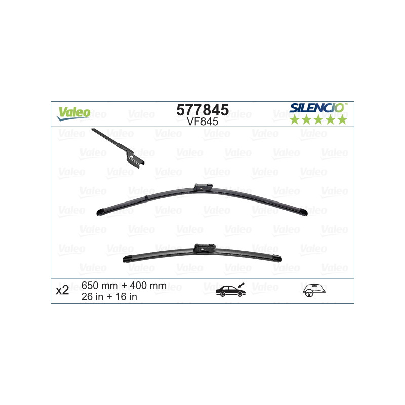 SPAZZOLA TERGI SILENCIO FLAT BLADE ANTERIORE SINISTRA COPPIA 650mm + 400mm CODICE BREVE: VF845