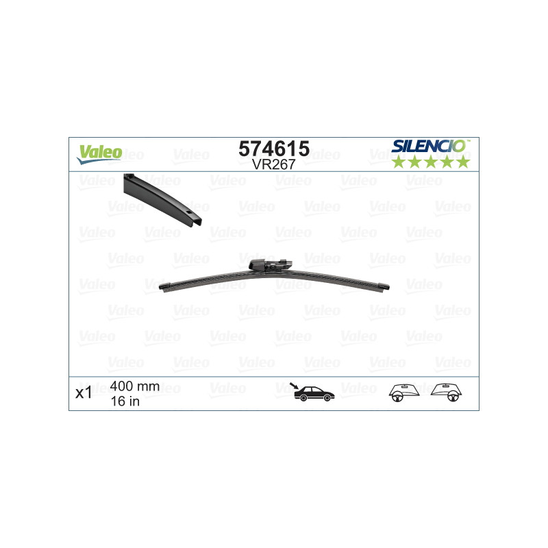 SPAZZOLA TERGI SILENCIO FLAT BLADE POSTERIORE DESTRASINISTRA SINGOLA 400mm CODICE BREVE: VR267