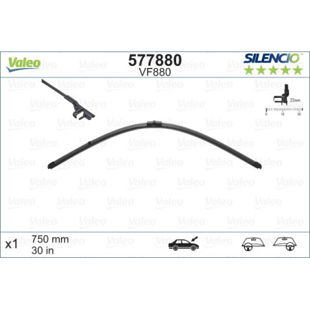 SPAZZOLA TERGI SILENCIO FLAT BLADE ANT DX/SX SINGOLA 750mm CODICE BREVE: VF880