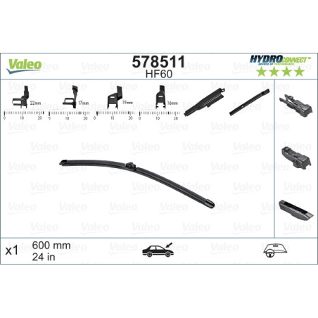 SPAZZOLA TERGI HYDROCONNECT UNI-CLICK ANT SINGOLA 600mm CODICE BREVE: HF60